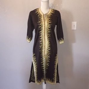 Coverup or house coat with gold embroidery